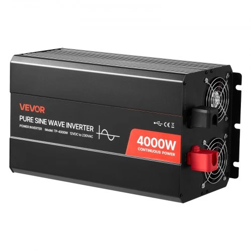 VEVOR 4000 W galios keitiklis, 12 V DC į 230 V AC, grynos sinusoidės, LCD ekranas, nuotolinio valdymo pultas, USB, Type-C