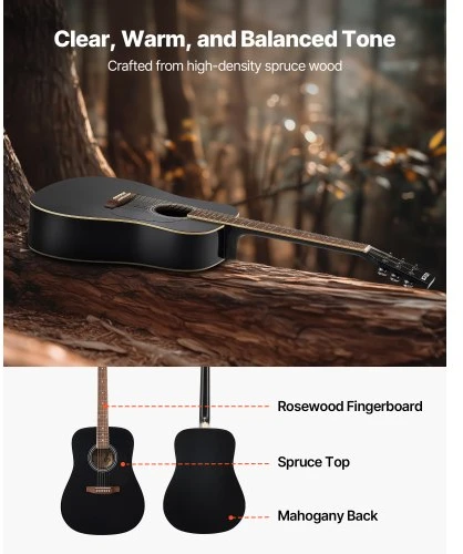 Koduva VEVOR 41 col. dreadnought akustinė gitara pradedančiųjų rinkinys, juoda