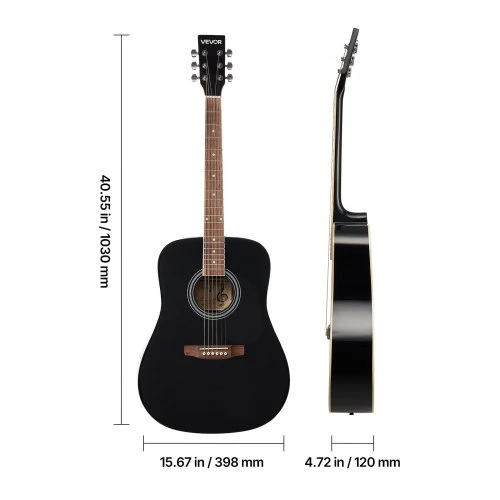 Koduva VEVOR 41 col. dreadnought akustinė gitara pradedančiųjų rinkinys, juoda