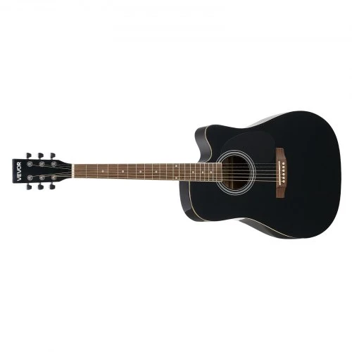 VEVOR 41 colių akustinė gitara, cutaway, juoda, rinkinys su krepšiu