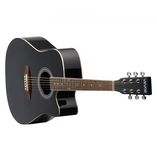 VEVOR 41 colių akustinė gitara, cutaway, juoda, rinkinys su krepšiu