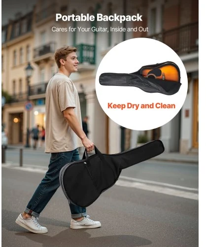 Koduva VEVOR 41 in akustinė „dreadnought“ gitara pradedančiųjų rinkinys, su dėklu, „Sunburst“