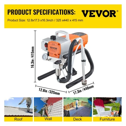 Koduva VEVOR 450 beorė dažų purkštuvė, 1500 W, 3000 PSI