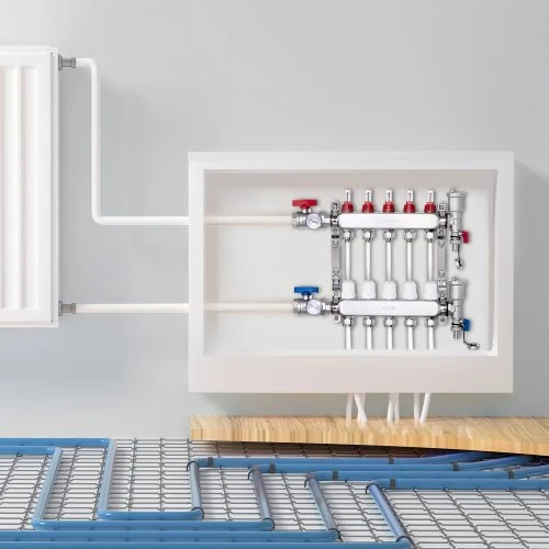 Koduva VEVOR 5 atšakų spindulinio šildymo kolektorius, 1/2" PEX, nerūdijančio plieno