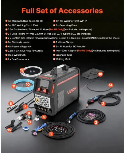 VEVOR 5-in-1 plazminio pjovimo suvirinimo aparatas CT-520, 50 A, 200 A, 220 V