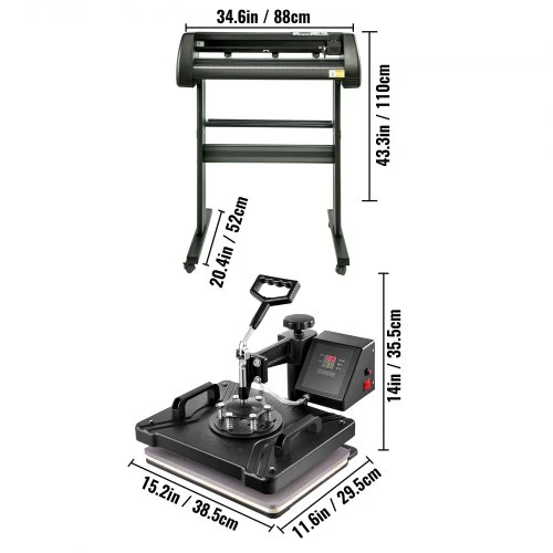 Koduva VEVOR 5 in 1 šiluminis presas su vinilo pjaustykle, 30,5 x 38,1 cm, 71,1 cm, sublimacijai
