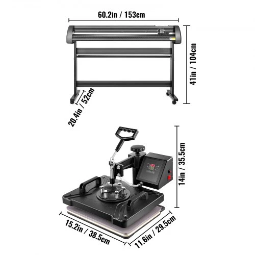 Koduva VEVOR 5 in 1 skaitmeninis karščio presas 15" x 12" ir 53" vinilo pjaustytuvas su SignMaster