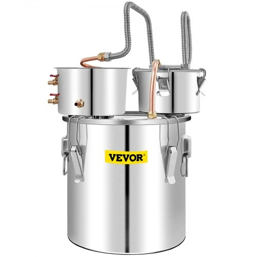 VEVOR 50 L alkoholio distiliavimo aparatas su kondensatoriumi ir thumper keg, su termometru