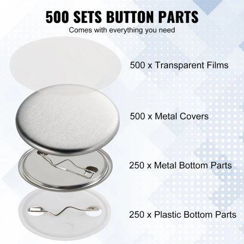 VEVOR 500 komplektų 32 mm prisegamo ženklelio detalės, „pasidaryk pats“