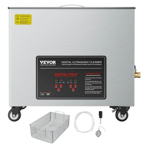 VEVOR 50L ultragarsinis valiklis, pramoninis, su krepšiu ir skaitmeniniu ekranu, 840 W, nerūdijančio plieno