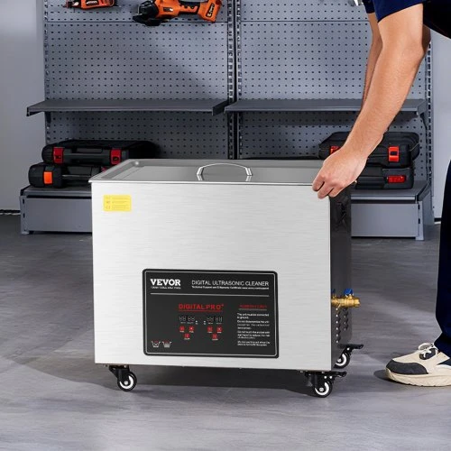 VEVOR 50L ultragarsinis valiklis, pramoninis, su krepšiu ir skaitmeniniu ekranu, 840 W, nerūdijančio plieno