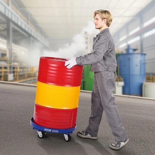 Koduva VEVOR 55 galonų statinės vežimėlis, 2000 lbs keliamoji galia, su 4 pasukamais ratukais, mėlynas