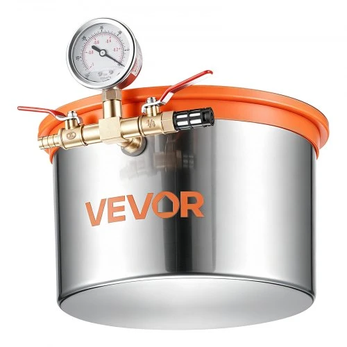 VEVOR 5,7 L vakuuminė kamera, nerūdijančio plieno, su grūdinto stiklo dangčiu