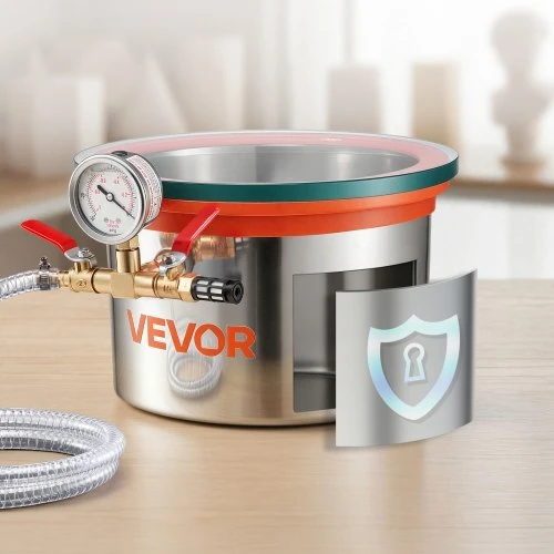 VEVOR 5,7 L vakuuminė kamera, nerūdijančio plieno, su grūdinto stiklo dangčiu