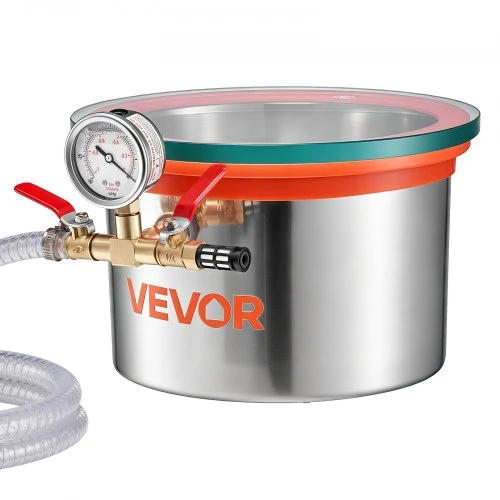 VEVOR 5,7 L vakuuminė kamera, nerūdijančio plieno, su grūdinto stiklo dangčiu