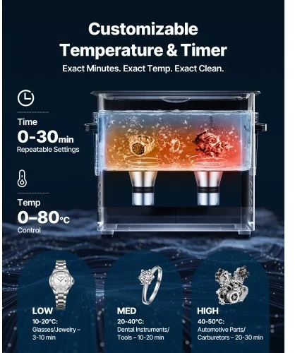 VEVOR 6 l ultragarsinis valytuvas, nerūdijantis plienas, 120 W, TH-30ATP
