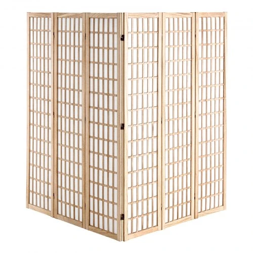 VEVOR 6 panelių japoniška kambario pertvara, medinė sulankstoma privatumo širma