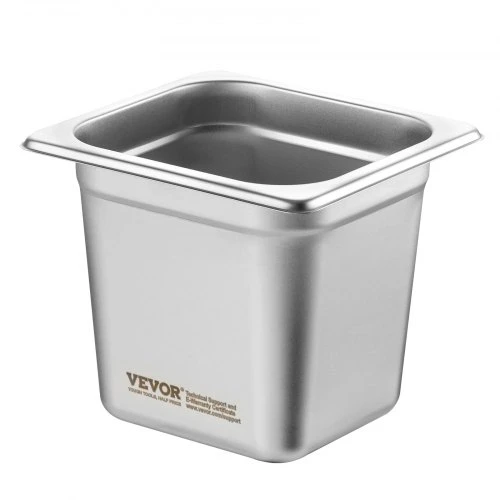 VEVOR 6 vnt. 1/6 dydžio nerūdijančio plieno GN indai 6 col. gylio, anti-jam