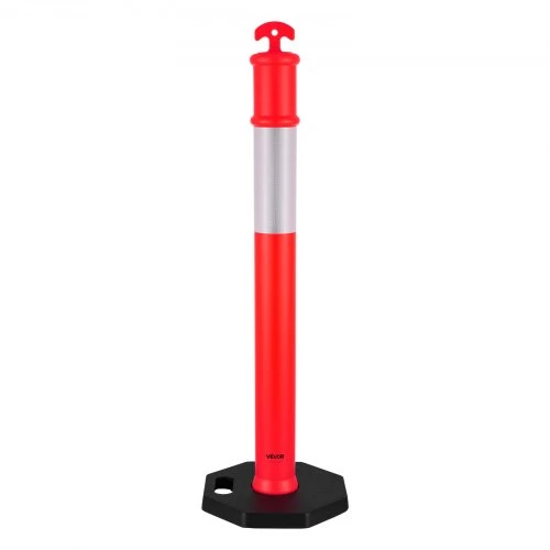Koduva VEVOR 6 vnt. eismo žymėjimo stulpeliai, 1140 mm, raudoni, su pasunkintu pagrindu ir atšvaitinėmis juostomis