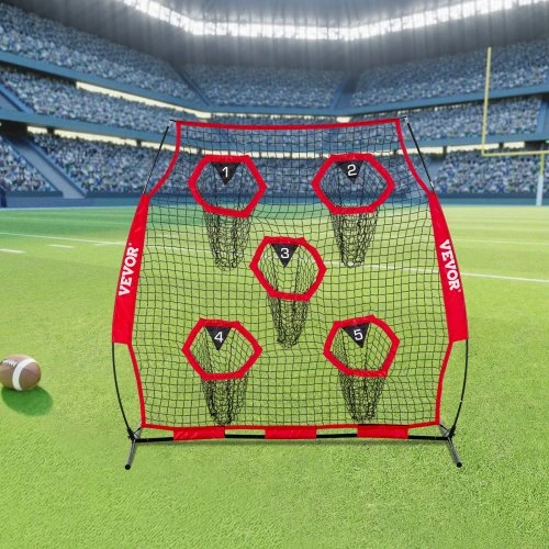 VEVOR 6 x 6 ft futbolo treniruočių metimo tinklas, 5 taikinių kišenės, raudonas