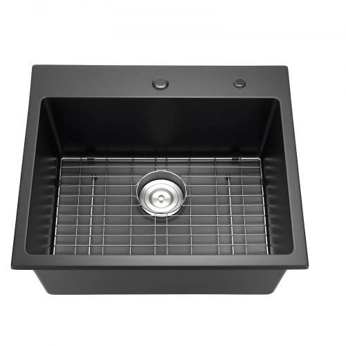 VEVOR 63 cm virtuvės plautuvė, viršutinio montavimo, vienas dubuo, juoda