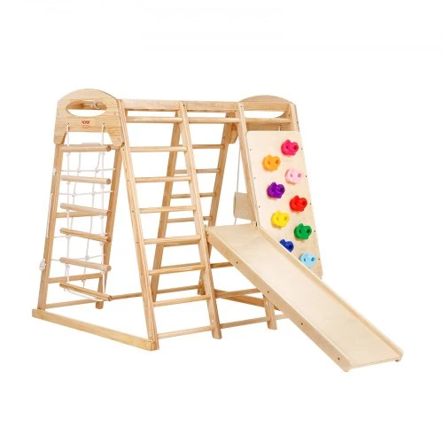 Koduva VEVOR 7-in-1 vaikų vidaus žaidimų aikštelė, 109 x 120 x 119,5 cm, su kopėčiomis, tinkline kopėčia, sūpynėmis, skersiniu, čiuožykla ir lipimo siena