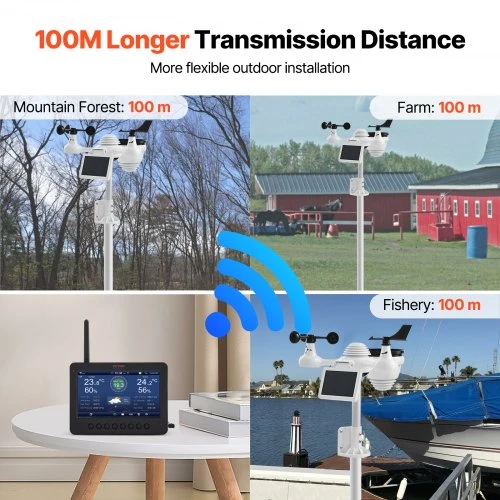 VEVOR 7-in-1 Wi-Fi orų stotis su 186 mm TFT ekranu ir belaidžiu lauko jutikliu
