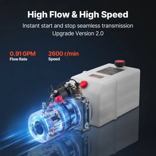 VEVOR 7 l hidraulinis maitinimo blokas, vieno veikimo savivarčio priekabos siurblys, DC 12 V, 22 MPa