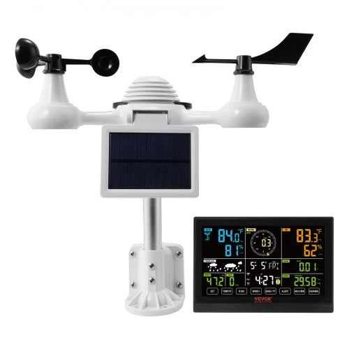 VEVOR 7 viename Wi‑Fi meteorologinė stotis su lauko jutikliu, 19,1 cm ekranas