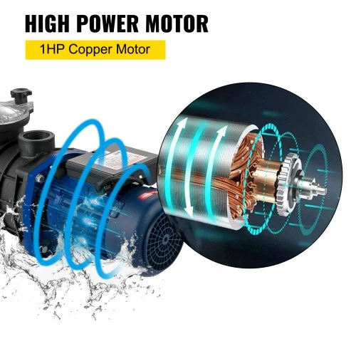 VEVOR 750 W baseino siurblys, 15000 l/h, 50 mm įvadas/išvadas