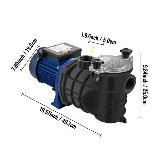 VEVOR 750 W baseino siurblys, 15000 l/h, 50 mm įvadas/išvadas