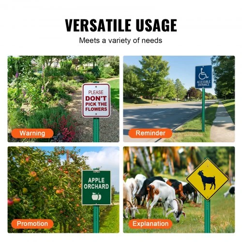 VEVOR 8 ft U-channel sign post, 4 vnt., žalias, plieno