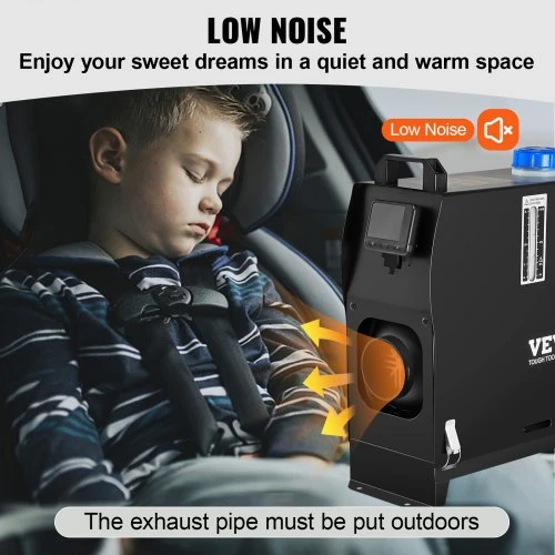 Koduva VEVOR 8 kW dyzelinis oro šildytuvas, 12 V, juodas LCD jungiklis