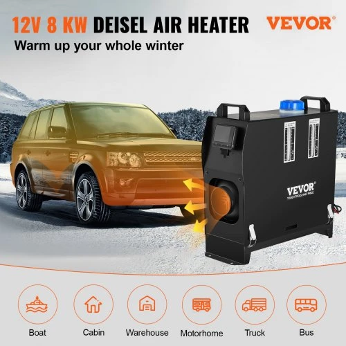Koduva VEVOR 8 kW dyzelinis oro šildytuvas, 12 V, juodas LCD jungiklis