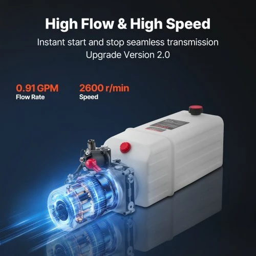 VEVOR 8 l hidraulinis maitinimo blokas, vieno veikimo savivarčio siurblio komplektas, 12 V DC, 22 MPa, 3,4 l/min