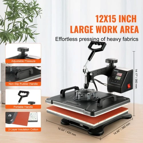 VEVOR 8 viename termopresas 38 x 30 cm marškinėliams, puodeliams, kepurėms ir lėkštėms
