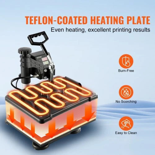VEVOR 8 viename termopresas 38 x 30 cm marškinėliams, puodeliams, kepurėms ir lėkštėms