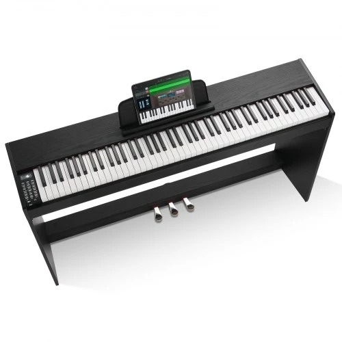 VEVOR 886 skaitmeninis pianinas su pasvertai klavišais, 88 klavišai, juodas ir baltas