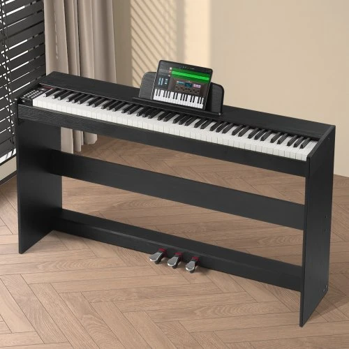 VEVOR 886 skaitmeninis pianinas su pasvertai klavišais, 88 klavišai, juodas ir baltas