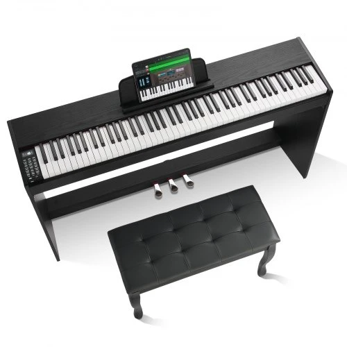 VEVOR 886 svertinis skaitmeninis pianinas, 88 klavišai, juodas ir baltas