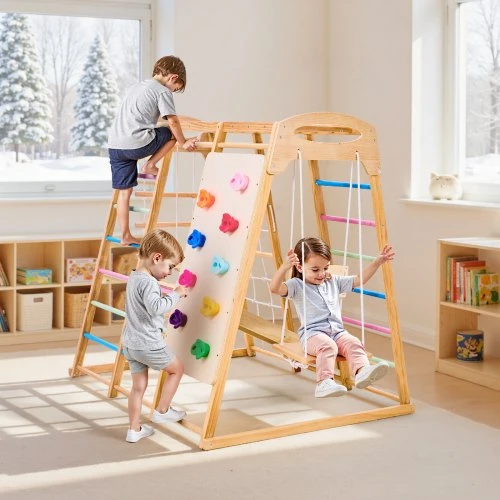Koduva VEVOR 9 viename Montessori vidaus žaidimų aikštelė vaikams, medinė, 113 kg