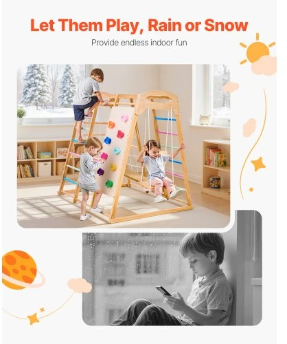 Koduva VEVOR 9 viename Montessori vidaus žaidimų aikštelė vaikams, medinė, 113 kg