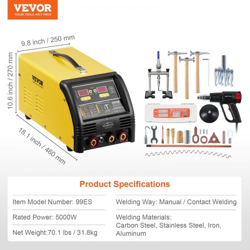 Koduva VEVOR 99ES studų suvirinimo dentų remonto rinkinys, 5000 W, automatinis / rankinis, 10 režimų