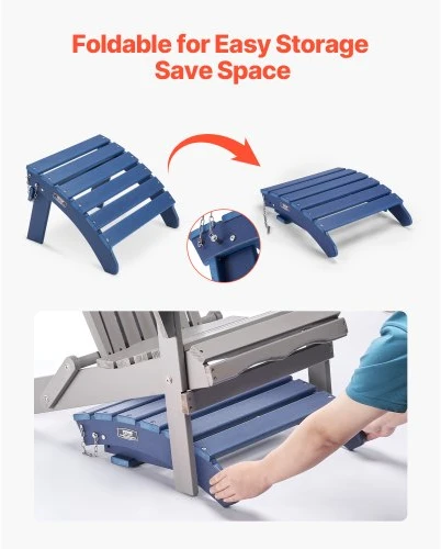 VEVOR Adirondack sulankstomas pakojis, mėlynas, HDPE, 18,7 x 18,9 x 13,8 col.