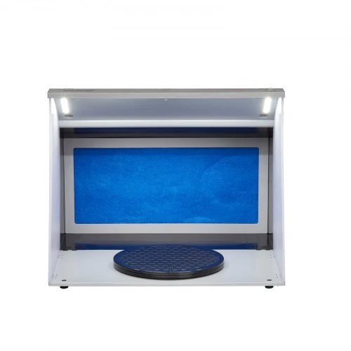 Koduva VEVOR aerografo dažymo kabina AH310 su LED apšvietimu, ištraukiamąja žarna ir sukamuoju stalu, 41 x 43 x 33 cm