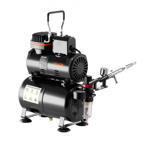 VEVOR Aerografo rinkinys su kompresoriumi TC-20, 120 W, 3 l bakas, 1 dvigubo veikimo aerografas, 3 antgaliai