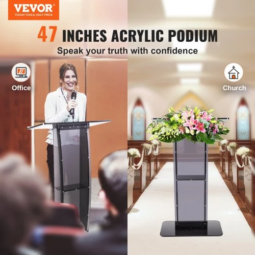 Koduva VEVOR akrilo podiumas, 119 cm, juodas