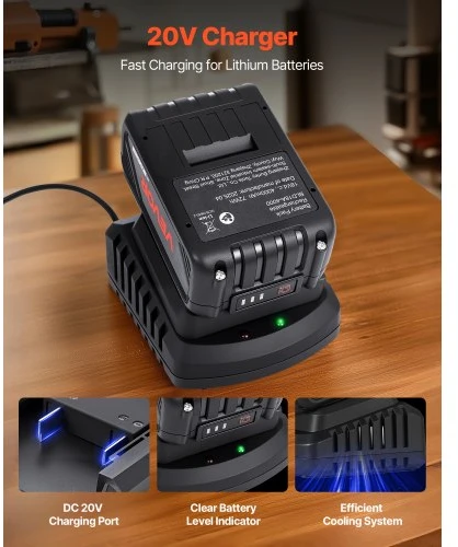 VEVOR Akumuliatoriaus ir įkroviklio rinkinys, 20V, 4000 mAh, BLD18A-4000