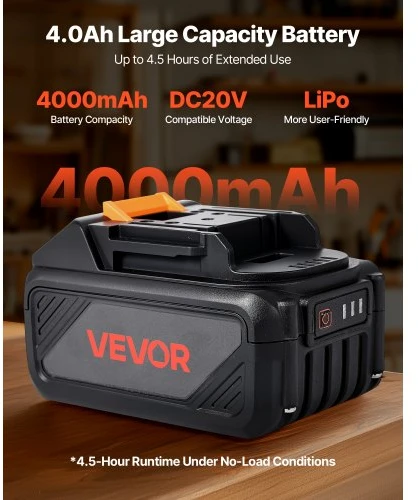 VEVOR Akumuliatoriaus ir įkroviklio rinkinys, 20V, 4000 mAh, BLD18A-4000