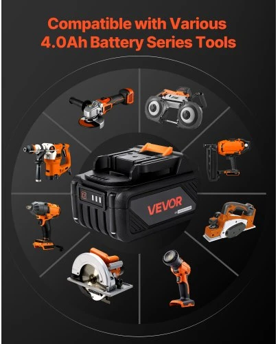 VEVOR Akumuliatoriaus ir įkroviklio rinkinys, 20V, 4000 mAh, BLD18A-4000